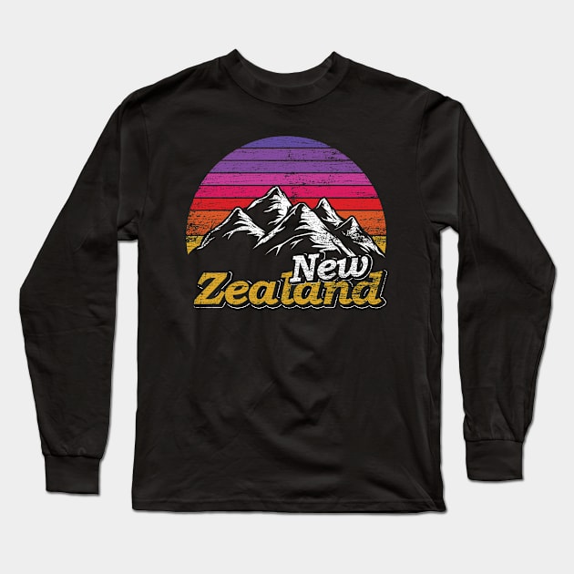 New Zealand retro grunge Long Sleeve T-Shirt by ShirtsShirtsndmoreShirts